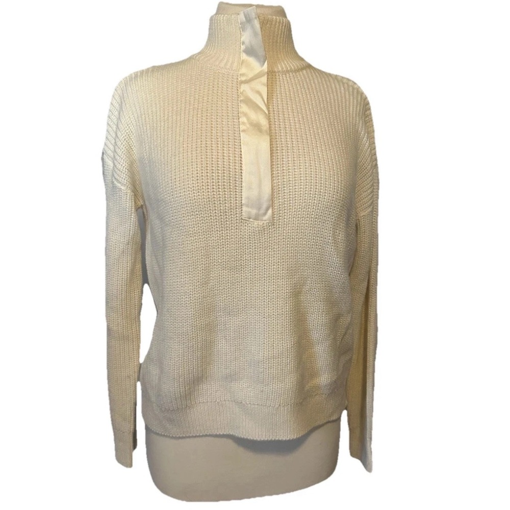 XS One Grey Day 50% Merino Wool Pull Over Quarter Zip Oversized Winter Holiday